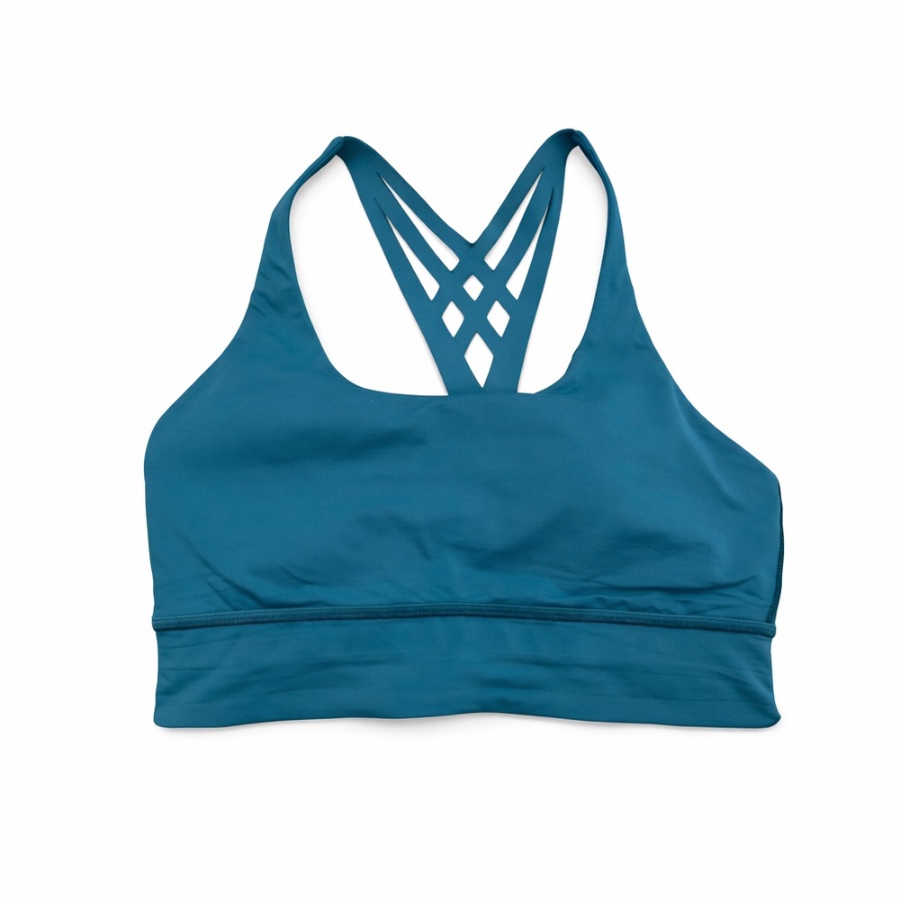 Lululemon Free To Be Sports Bra Size 6 Teal Blue Strappy Padded Yoga